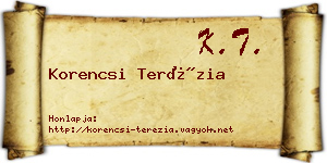 Korencsi Terézia névjegykártya
